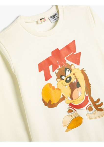 Tazmanya Canavarı Sweatshirt Lisanslı Bisiklet Yaka Uzun Kollu Şardonlu modelleri
