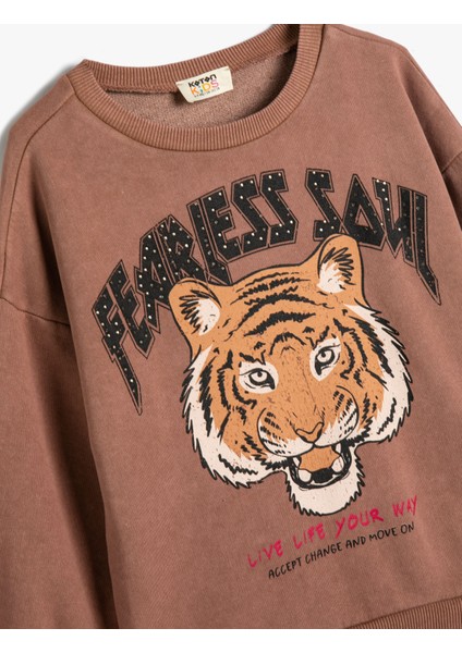 Kaplanlı Sweat Uzun Kollu Bisiklet Yaka Şardonlu modelleri