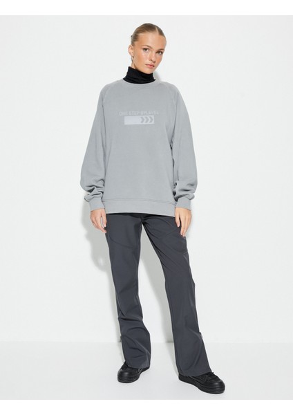 Bisiklet Yaka Sweatshirt Baskılı Ribanalı fiyatları