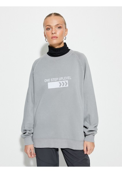 Bisiklet Yaka Sweatshirt Baskılı Ribanalı modelleri