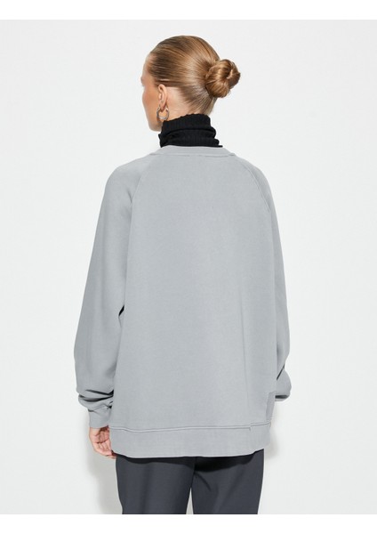 Bisiklet Yaka Sweatshirt Baskılı Ribanalı fırsatları