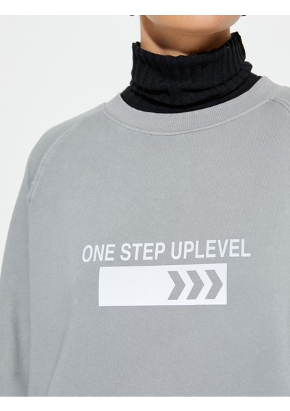 Bisiklet Yaka Sweatshirt Baskılı Ribanalı indirimleri