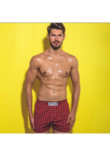 3 Lü Erkek Çapalı Desen Penye Boxer