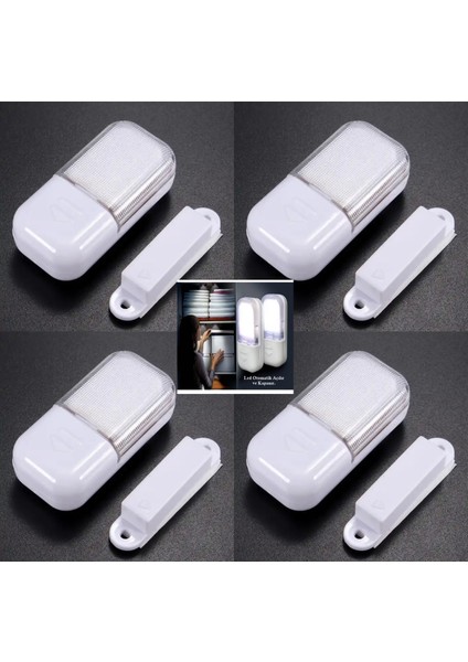 4 Adet Manyetik Dolap Içi LED Işık - Mutfak Dolap Ledi- Çekmece Ledi Kapağı Açınca Yanan Mini LED