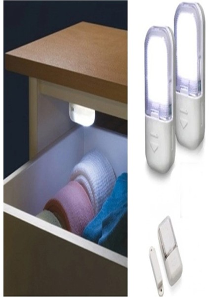 4 Adet Manyetik Dolap Içi LED Işık - Mutfak Dolap Ledi- Çekmece Ledi Kapağı Açınca Yanan Mini LED modelleri