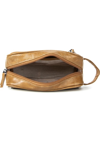 Erkek Vegan Deri Kişisel Traş Kozmetik Clutch Çanta Seyehat Bakım El Çantası