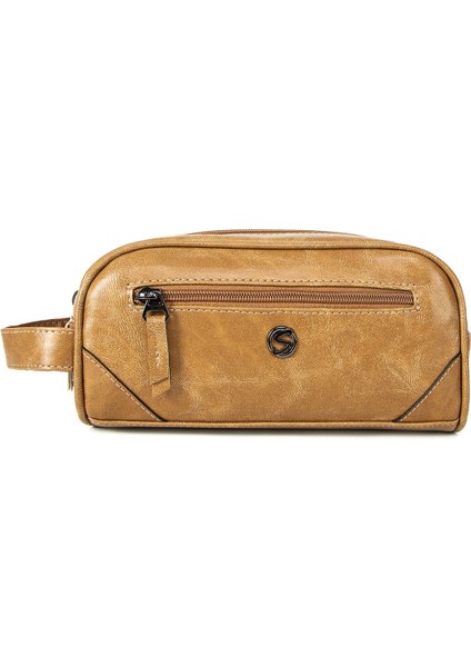 Erkek Vegan Deri Kişisel Traş Kozmetik Clutch Çanta Seyehat Bakım El Çantası