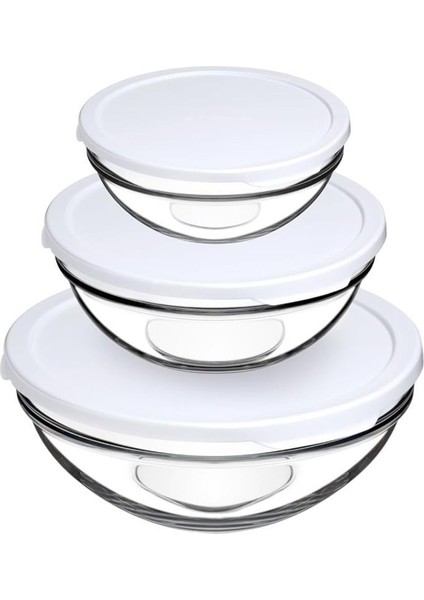 97314 Chefs 3lü Kapaklı Cam Kase Saklama Kabı Seti