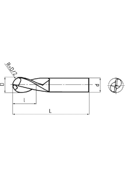 13X26X110 mm Jit Hss C224 2 Ağızlı Uzun Küresel Freze