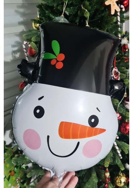 Kardan Adam Kafası Folyo Balon Yılbaşı Balonları Noel modelleri