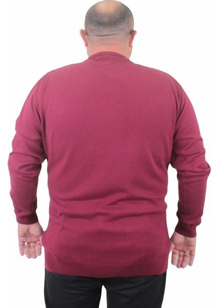 Erkek Büyük Beden Sıfır Yaka Basic Triko Kazak 23750 Bordo fiyatları
