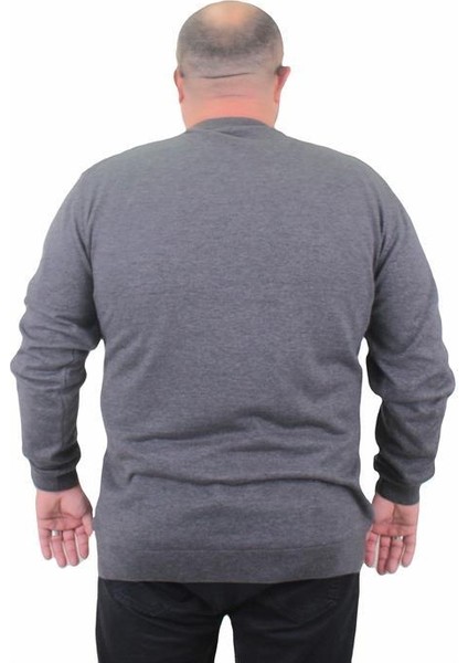 Erkek Büyük Beden Sıfır Yaka Basic Triko Kazak 23750 Antrasıt fiyatları