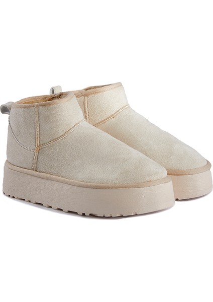Içi Tüylü Kalın Taban Bej Yarım Bot, Bej Süet Kadın Ayakkabı fiyatları
