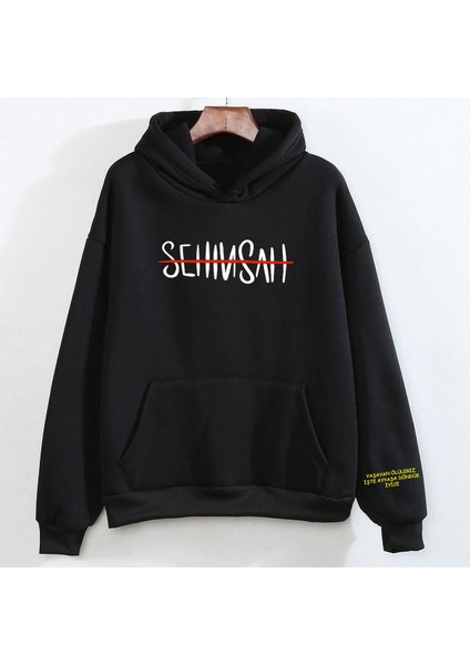 Şehinşah Kol Detay Baskılı Sweatshirt Pamuklu Kalın Kumaş