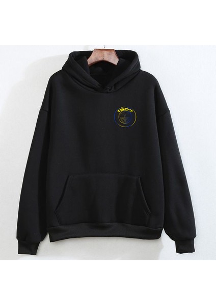 Fenerbahce Özel Tasarım 3ip Kalın Kumaş Siyah Kapüşonlu Oversize Sweatshirt