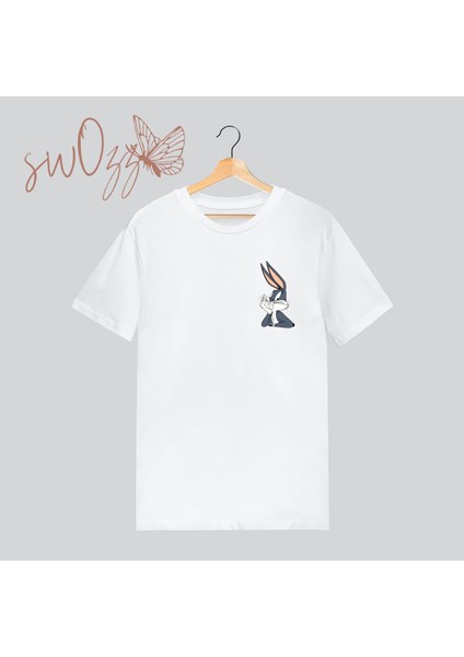 Bugs Buny & Lola Buny Baskılı Sevgili Kombini Çift Tshirt Beyaz 2 Adet