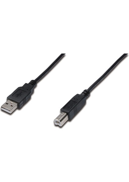 USB 2.0 Bağlantı Kablosu, USB A Erkek - USB B Erkek, 3 metre, AWG 28, USB 2.0 uyumlu, UL, siyah renk