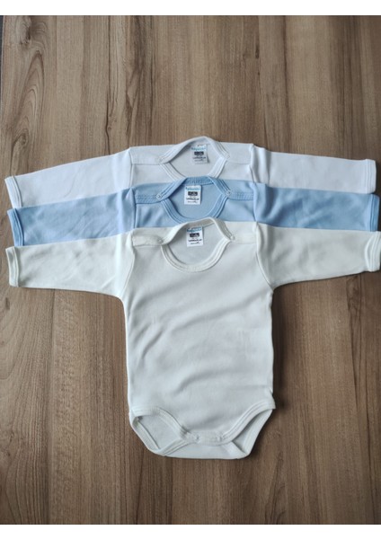 3 Parça Unisex Bebek Uzun Kollu Organik Pamuk Çıtçıtlı Body Zıbın Yenidoğan ve Çocuk Hediye Seti