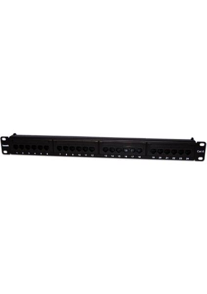 24 Port Cat6 UTP Patch Panel, 8P8C, Altın Kontak, LSA, 1U, zırhsız/unshielded
Beek 24 Port Cat6 UTP Patch Panel, 8P8C, Gold contact,LSA, 1U, unshielded, w.cable holder