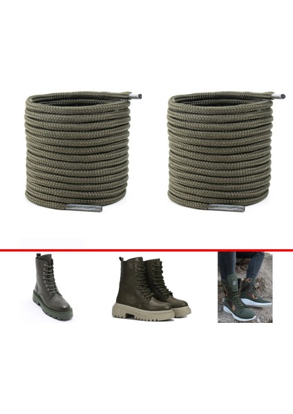 Yuvarlak Bot ve Ayakkabı Bağcığı 200 cm ( Haki )
