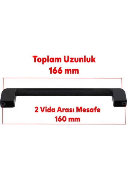 Metal Mobilya Mutfak Dolabı Çekmece Kapı Dolap Kapak Kulpu Kulbu 160 mm Siyah