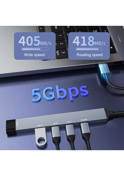 NR28 5in1 Type-C Hub Dock USB 3.0 5gbps Veri Aktarımı 100W Pd Cep Telefonu Şarj Aleti