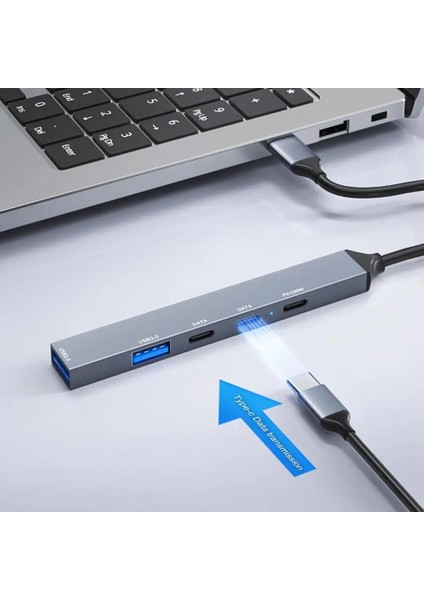 NR28 5in1 Type-C Hub Dock USB 3.0 5gbps Veri Aktarımı 100W Pd Cep Telefonu Şarj Aleti