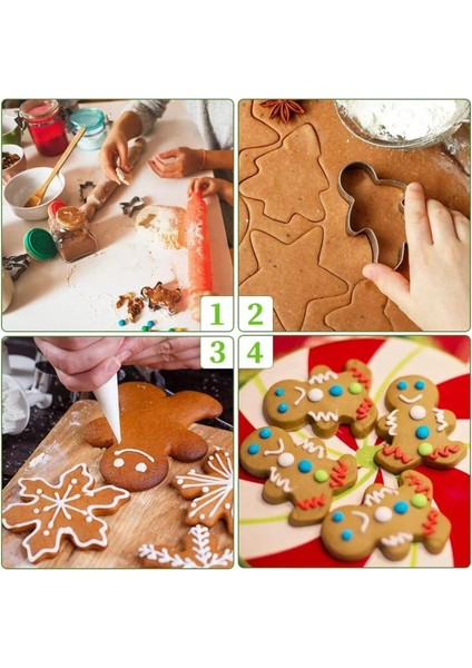Baston Şeker Çam Ağacı Gingerman Kardan Adam Kurabiye Kalıbı + Glazür Yılbaşı Set