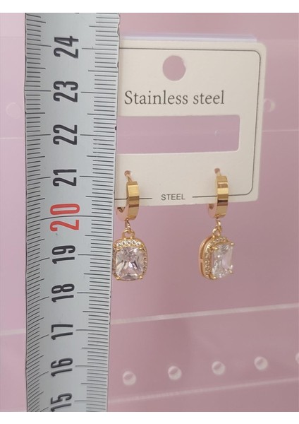 Çelik Zirkon Gömme Taşlı Gold Küpe fiyatları