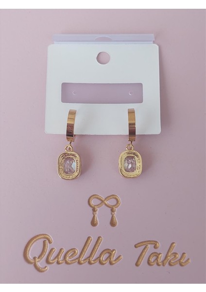 Çelik Zirkon Gömme Taşlı Gold Küpe indirimleri