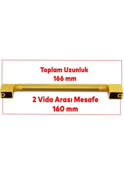 Mobilya Banyo Mutfak Dolabı Çekmece Dolap Kapak Kulpu Kulbu Gold Altın 160 mm Metal Kulp