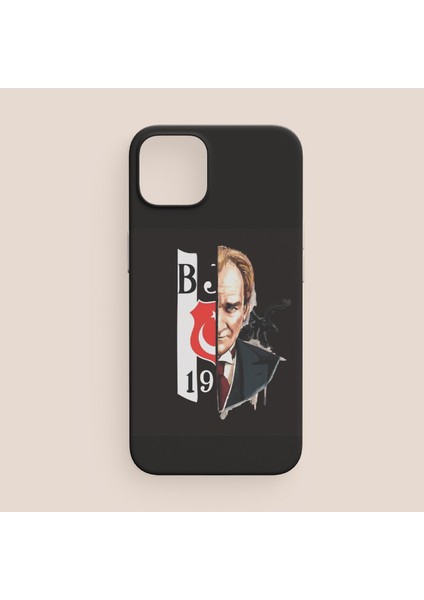 Iki Büyük Aşk Atatürk ve Beşiktaş Temalı Siyah iPhone 12 Pro Max Telefon Kılıfı