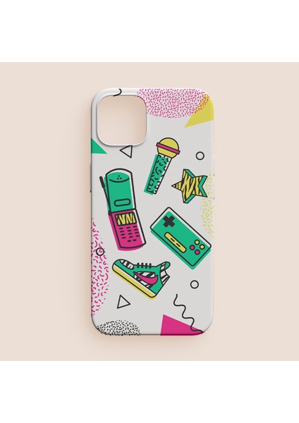 Retro Eşyalar Tasarımlı iPhone 13 Telefon Kılıfı