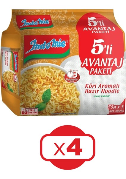 Hazır Noodle Körili 75 gr x 5'li Avantaj Paket x 4 Adet