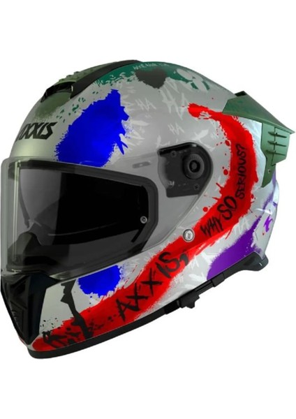 Motorüzgar'dan Axxis Hawk Evo Sv Sıck Joke A2 Matt Grey Full Face Kask