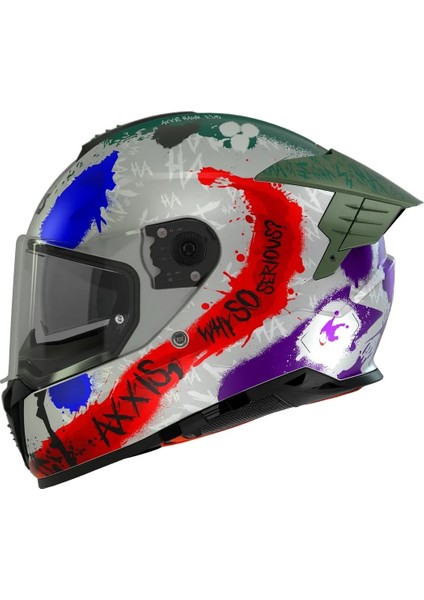 Motorüzgar'dan Axxis Hawk Evo Sv Sıck Joke A2 Matt Grey Full Face Kask