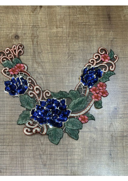 31X12 cm Nakış Işleme Pul Payetli Çiçekli Yaka Dikiş Giyim Aksesuarı