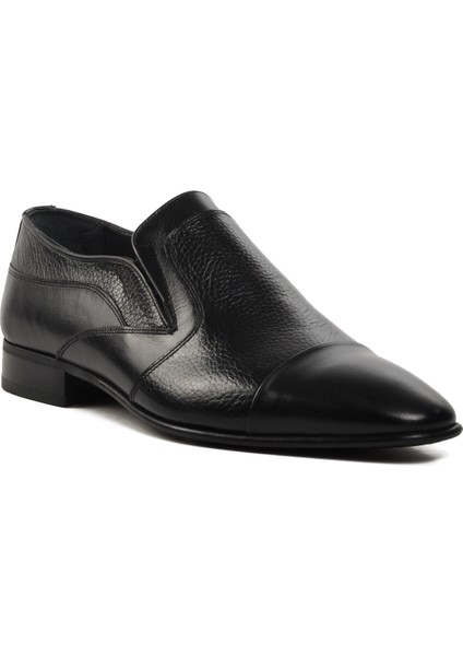 19117 Siyah-Siyah Floter Deri Erkek Klasik Ayakkabı modelleri