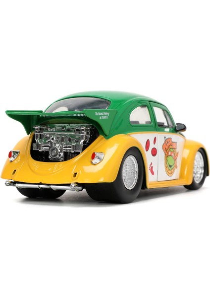 Ninja Turtles (Ninja Kaplumbağalar) Lisanslı Vw Drag Beetle Aracı, Die-Cast (Metal), Açılabilen Parçalar, Figürlü