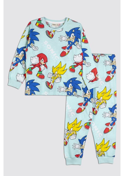 The Hedgehog Super Sonic Desenli Pamuk Çocuk Pijama Takımı