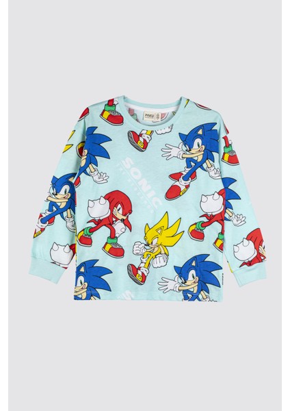 The Hedgehog Super Sonic Desenli Pamuk Çocuk Pijama Takımı