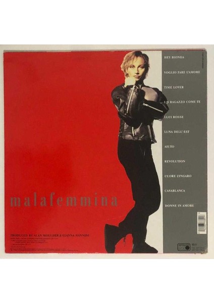 Gianna Nannini Malafemmina Lp Plak (Orjinal 1988 Alman Baskı)