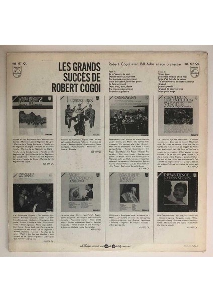 Robert Cogoi Les Grands Succès De Robert Cogoi Lp Plak (Orjinal 1977 Hollanda Baskı)