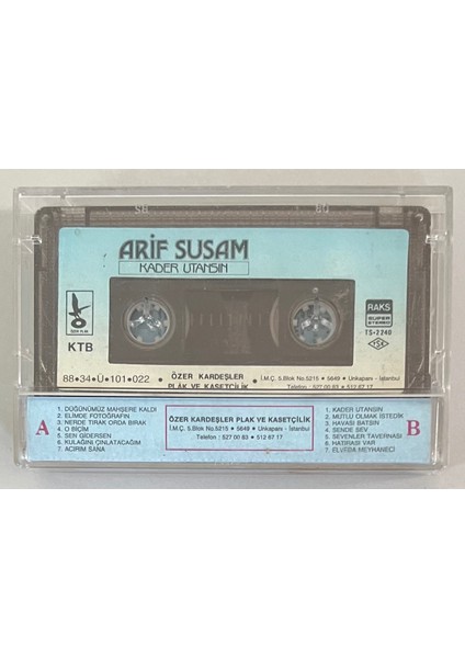Arif Susam Kader Utansın Kağıt Baskı Kaset (Orjinal Dönem Baskı)