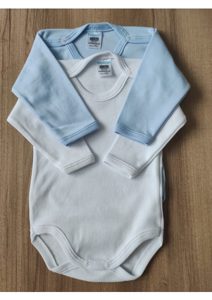 2 Parça Unisex Bebek Uzun Kollu Organik Pamuk Çıtçıtlı Body Zıbın Yenidoğan Hediye Seti