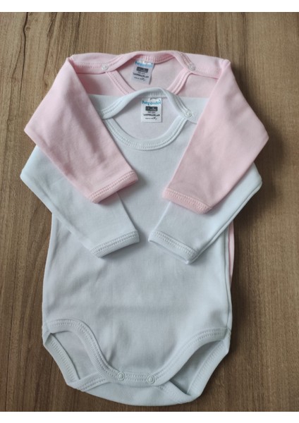 2 Parça Unisex Bebek Uzun Kollu Organik Pamuk Çıtçıtlı Body Zıbın Yenidoğan Hediye Seti