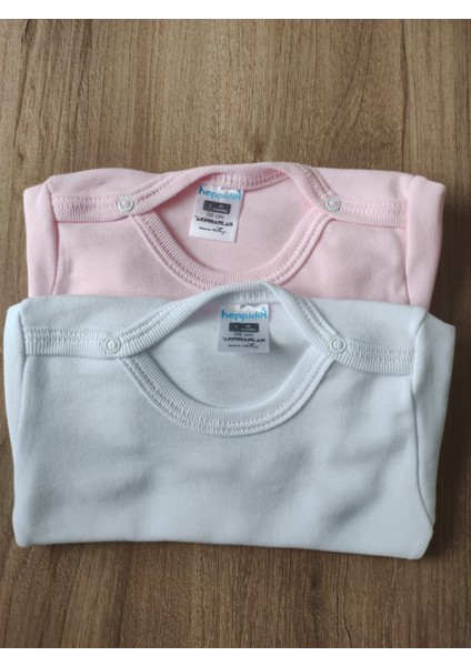 2 Parça Unisex Bebek Uzun Kollu Organik Pamuk Çıtçıtlı Body Zıbın Yenidoğan Hediye Seti