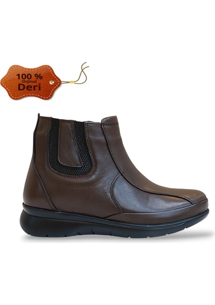 1791-578393 Hakiki Deri Anatomik Tabanlı Kadın Anne Bot - NKT01791-KAHVERENGI-37