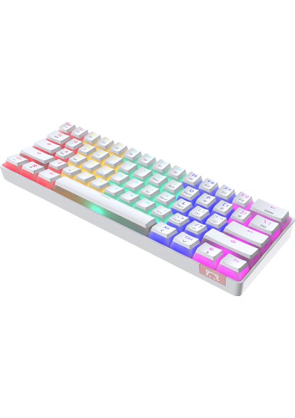 STK61 Beyaz Rgb Ledli Tam Mekanik Kahverengi  Switch Gaming Bluetooth Kablosuz Oyuncu Klavyesi