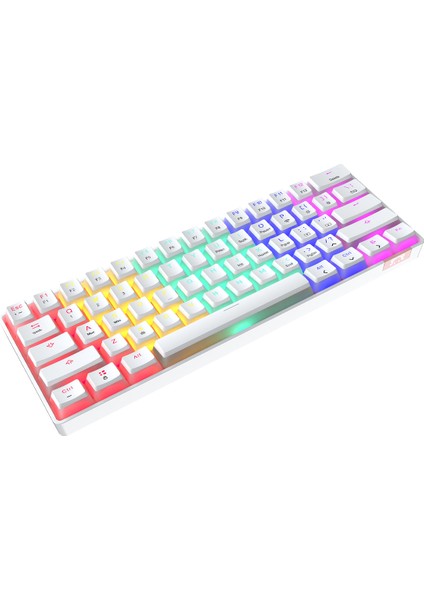 STK61 Beyaz Rgb Ledli Tam Mekanik Kahverengi  Switch Gaming Bluetooth Kablosuz Oyuncu Klavyesi